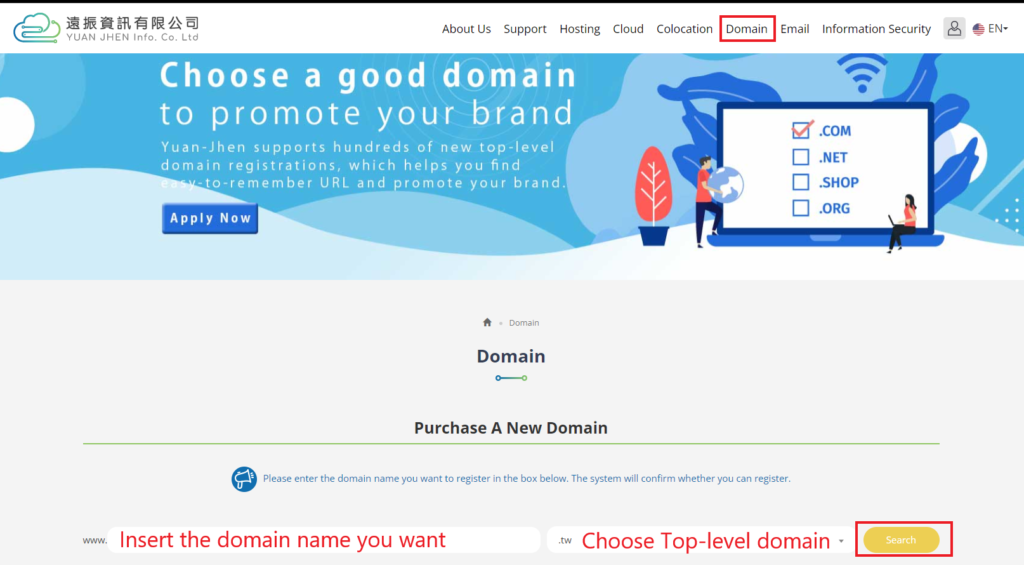 registra domain name