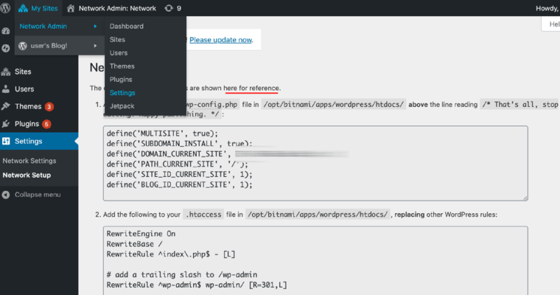 configure WordPress multisite network settings